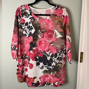Flamingo Urban Pink and Green Floral Blouse